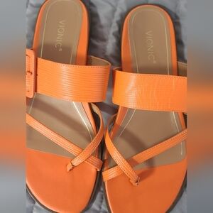 Vionic Orange Crisscross Slide Sandals